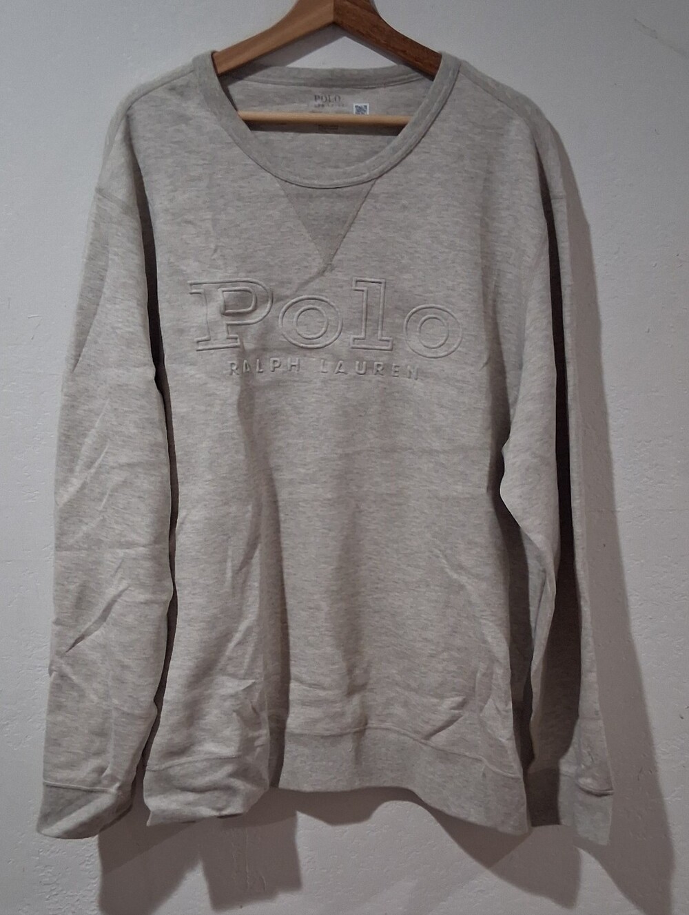 Polo by Ralph Lauren Light Gray Embossed Logo Crewneck Sweatshirt
